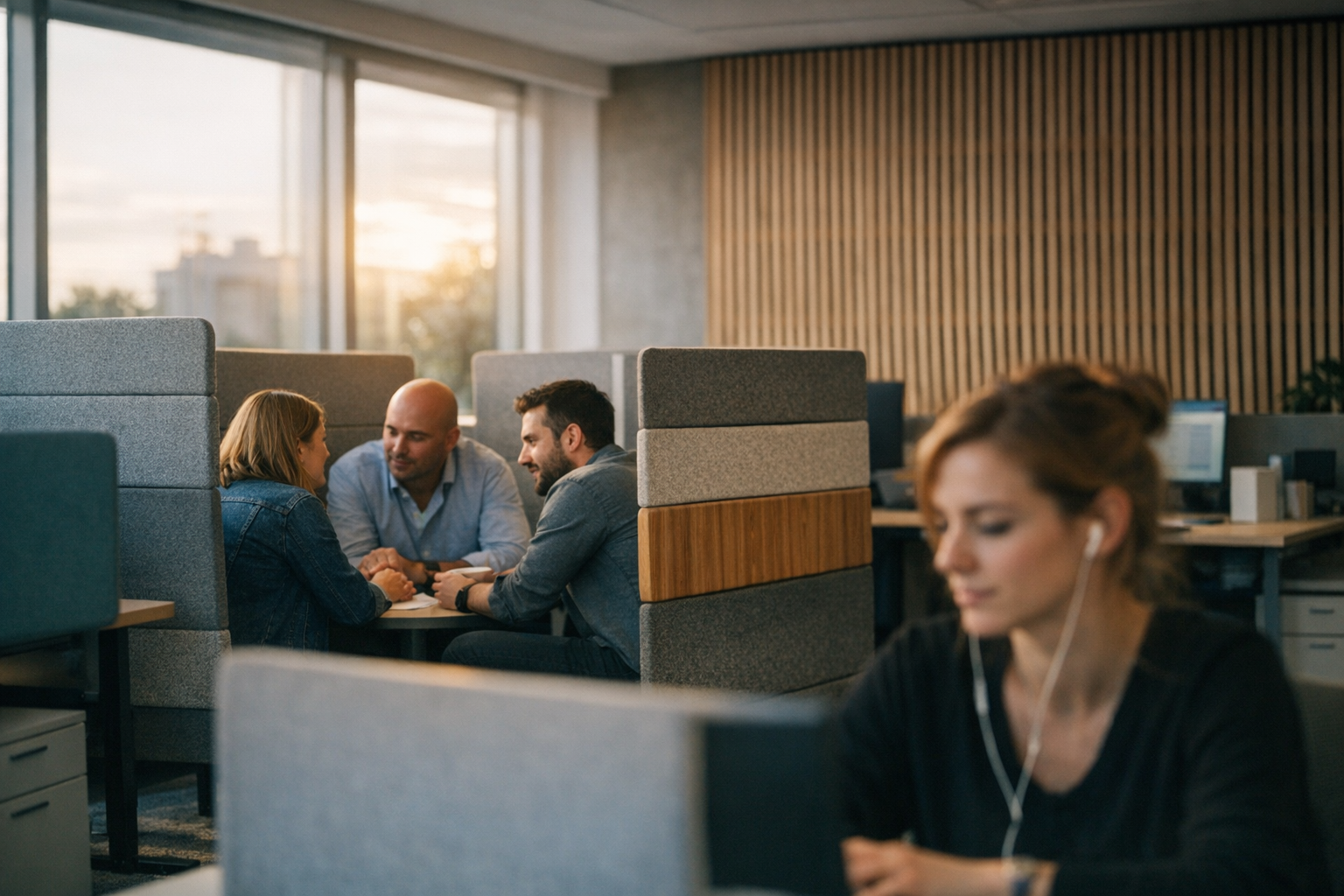 Moderne kantoorruimte met akoestische oplossingen