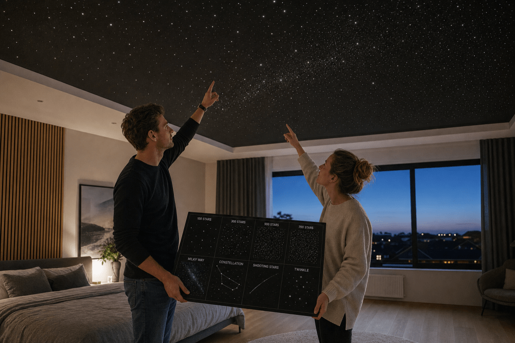 Waar moet je op letten bij het kiezen van de juiste lichtsterkte en sterrenpatronen als je een sterrenhemel plafond gaat&nbsp;kopen?