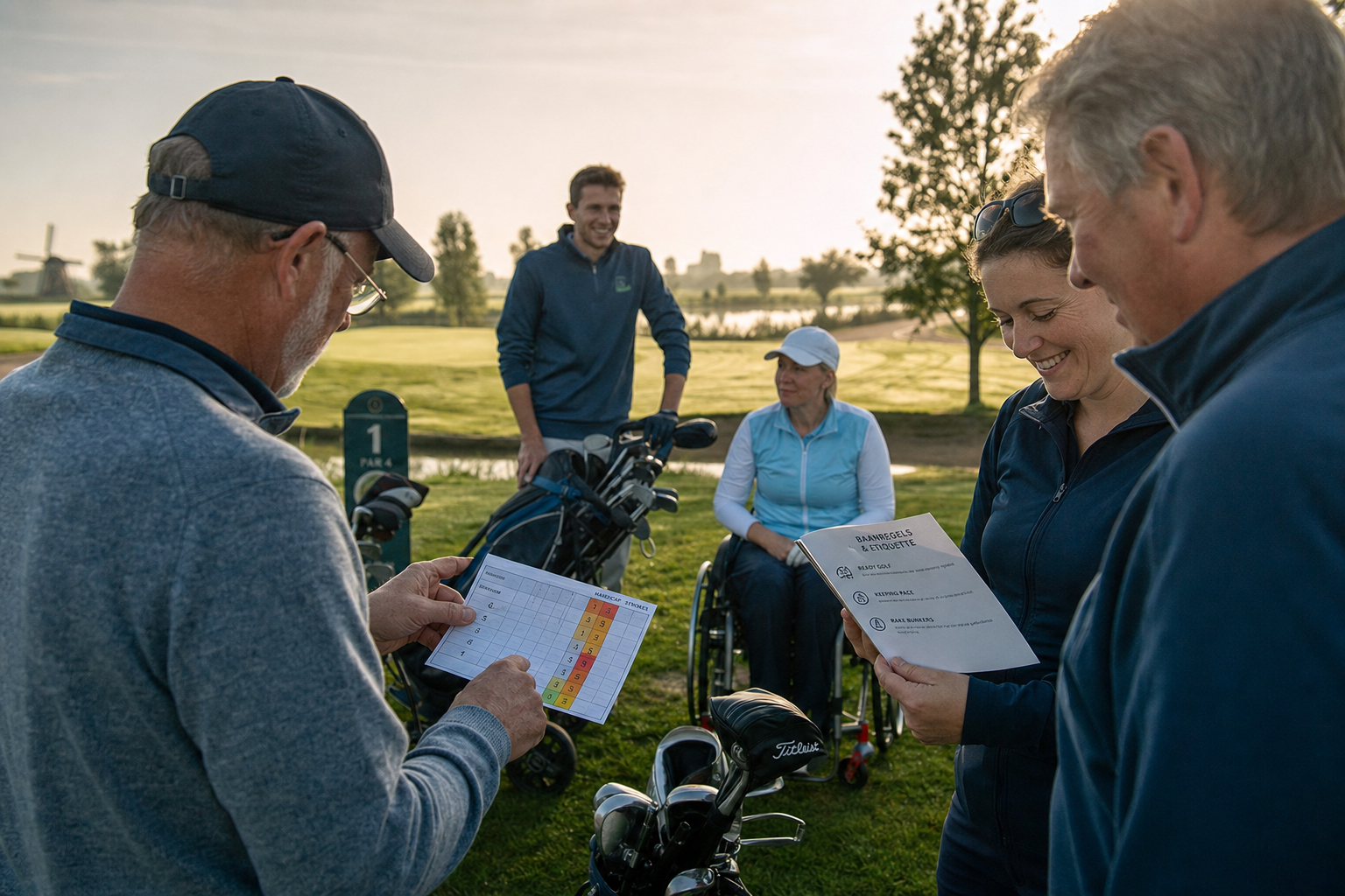 Golfen met vrienden op de baan