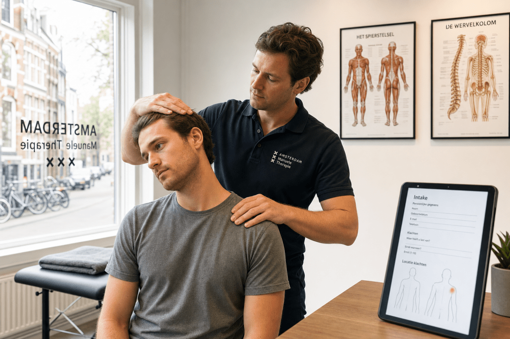 Hoe verloopt een eerste afspraak manuele therapie in Amsterdam (onderzoek, behandeling en oefeningen) en wat kun je direct na de sessie&nbsp;verwachten?